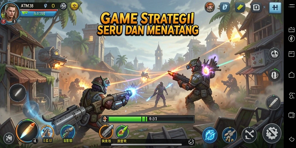 Tampilan gameplay menarik dari ATM138 yang menunjukkan berbagai strategi dan unit.