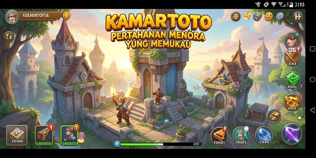 Tampilan gameplay KAMARTOTO yang menegangkan saat mempertahankan menara.