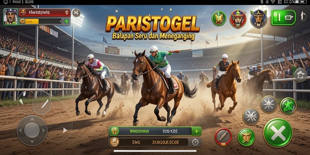 Gameplay balapan seru dalam PARISTOGEL dengan berbagai mobil.